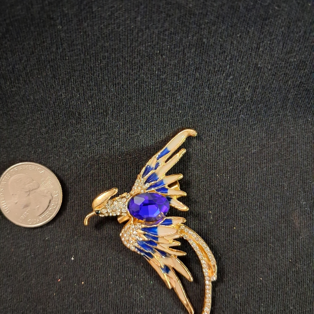 Gold Purple Bird Brooch